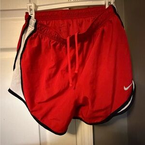 Nike Women's Red and White Athletic Shorts